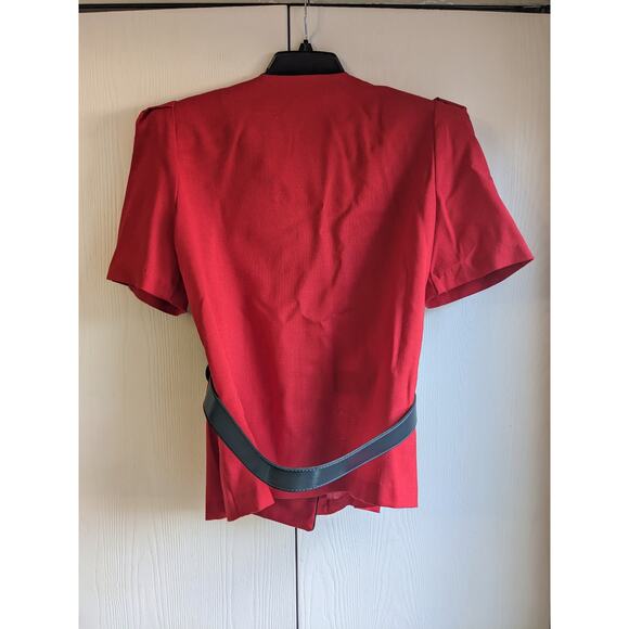 VTG Sunshine Starshine Women's Red Short Sleeve Wrap V-neck Belted Top Size  M - Picture 2 of 3